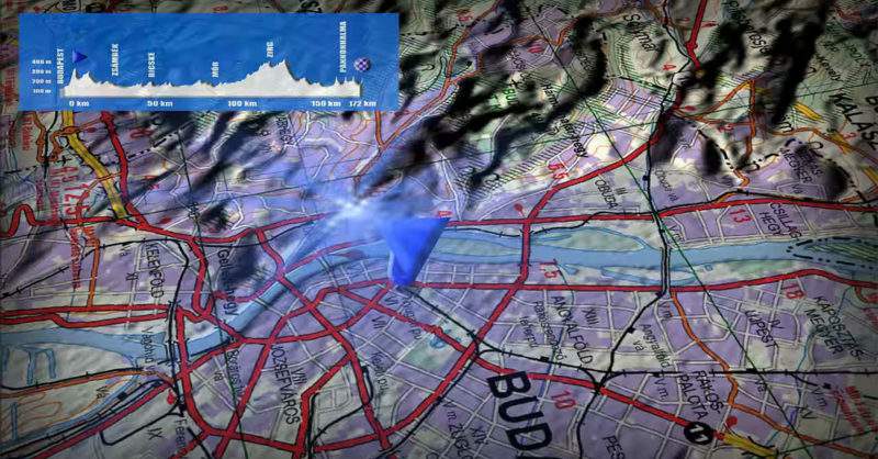 A V4 Kerékpárverseny 2016-os magyar szakaszának útvonala – 3D szimuláció